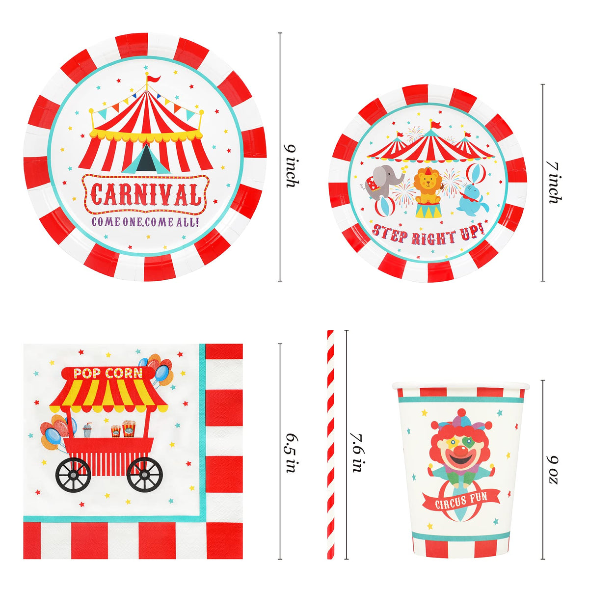Recheel carnival dessert plates add color to treats and easy cleanup
