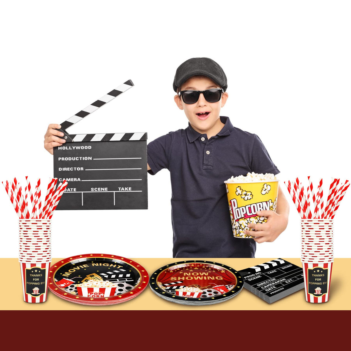 Recheel movie night paper straws - pack of 24, easy to use.