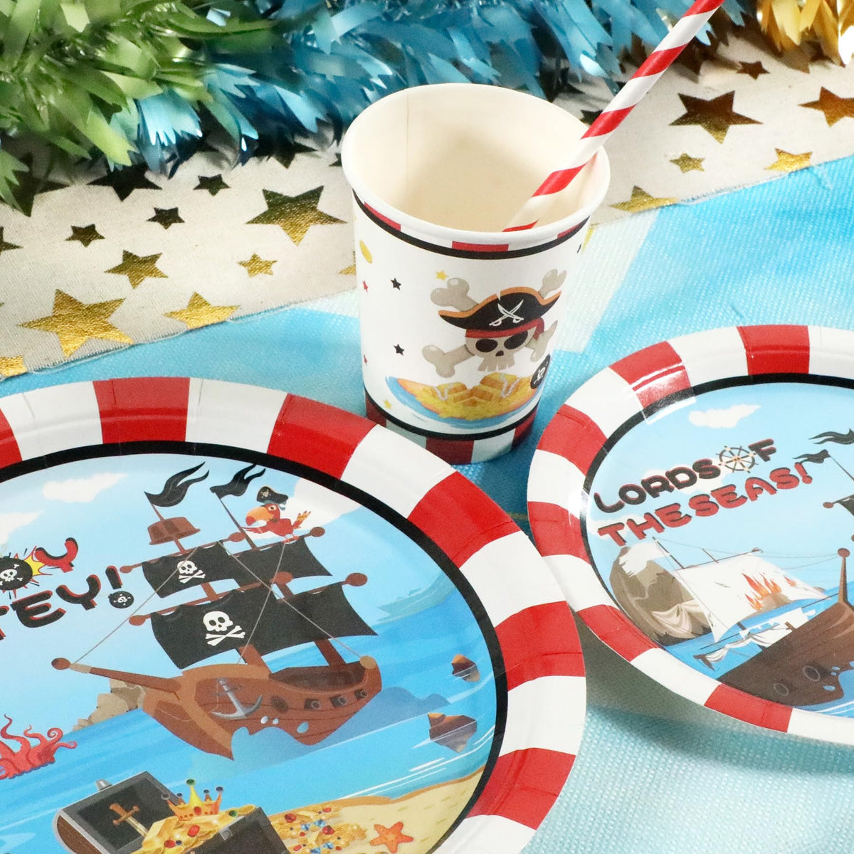 Recheel pirate napkins provide 3-layer durability for quick wipeups and spills.