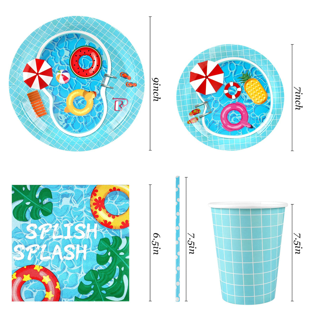 Recheel pool party dessert plates 7 inch ideal for treats