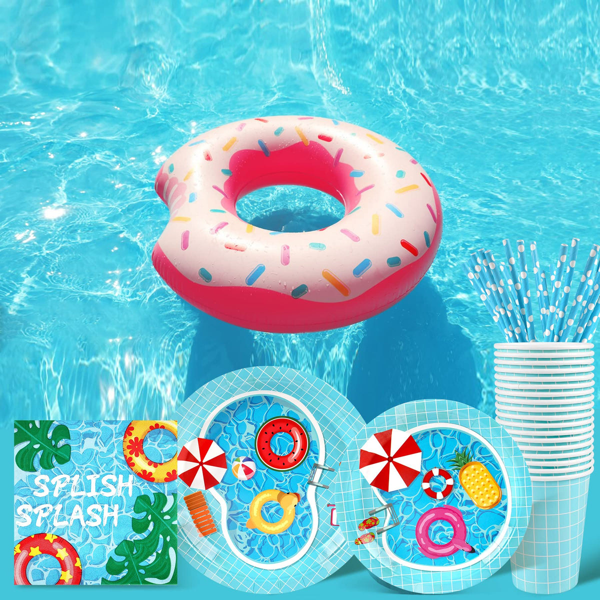 Recheel pool party straws disposable and convenient