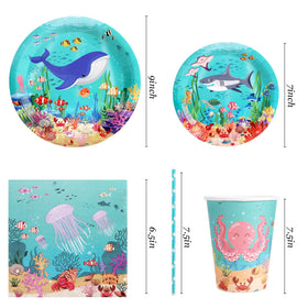 Recheel under-the-sea 7in dessert plates, playful design for celebrations.