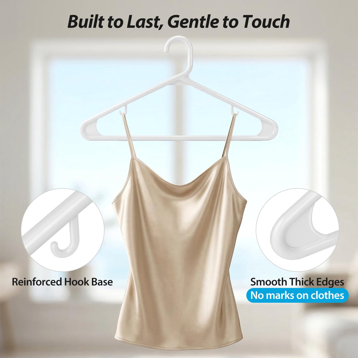 Rectangle Home heavy duty hangers bottom bar detail highlighting extra weight capacity