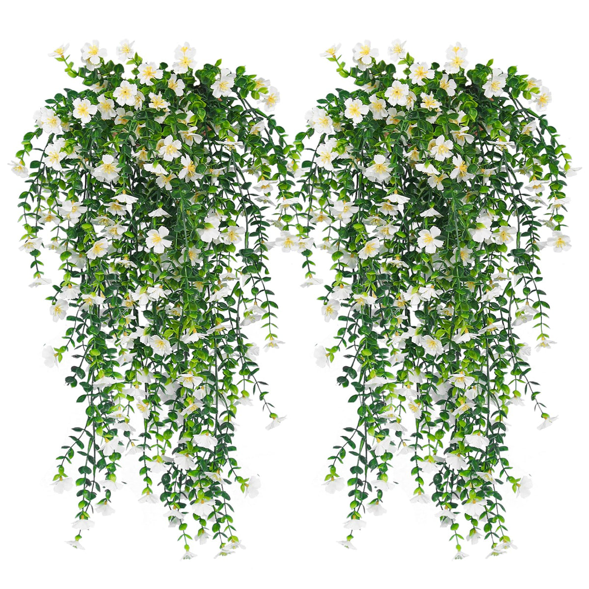 RECUTMS artificial outdoor daisies four-pack hanging flowers for durable color on porches.