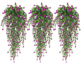 RECUTMS artificial hanging eucalyptus 3-pack, vivid, maintenance-free outdoor decor.