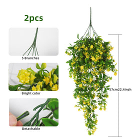 RECUTMS yellow faux hanging plants with UV-resistant leaves for patios and balconies.