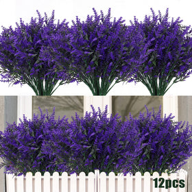 RECUTMS artificial lavender flowers 12 bundles on outdoor display; weather-resistant porch decor.