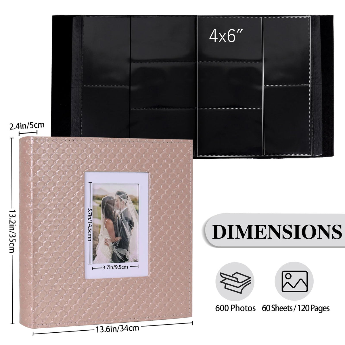 RECUTMS black-page album with clear sleeves showcases photos clearly