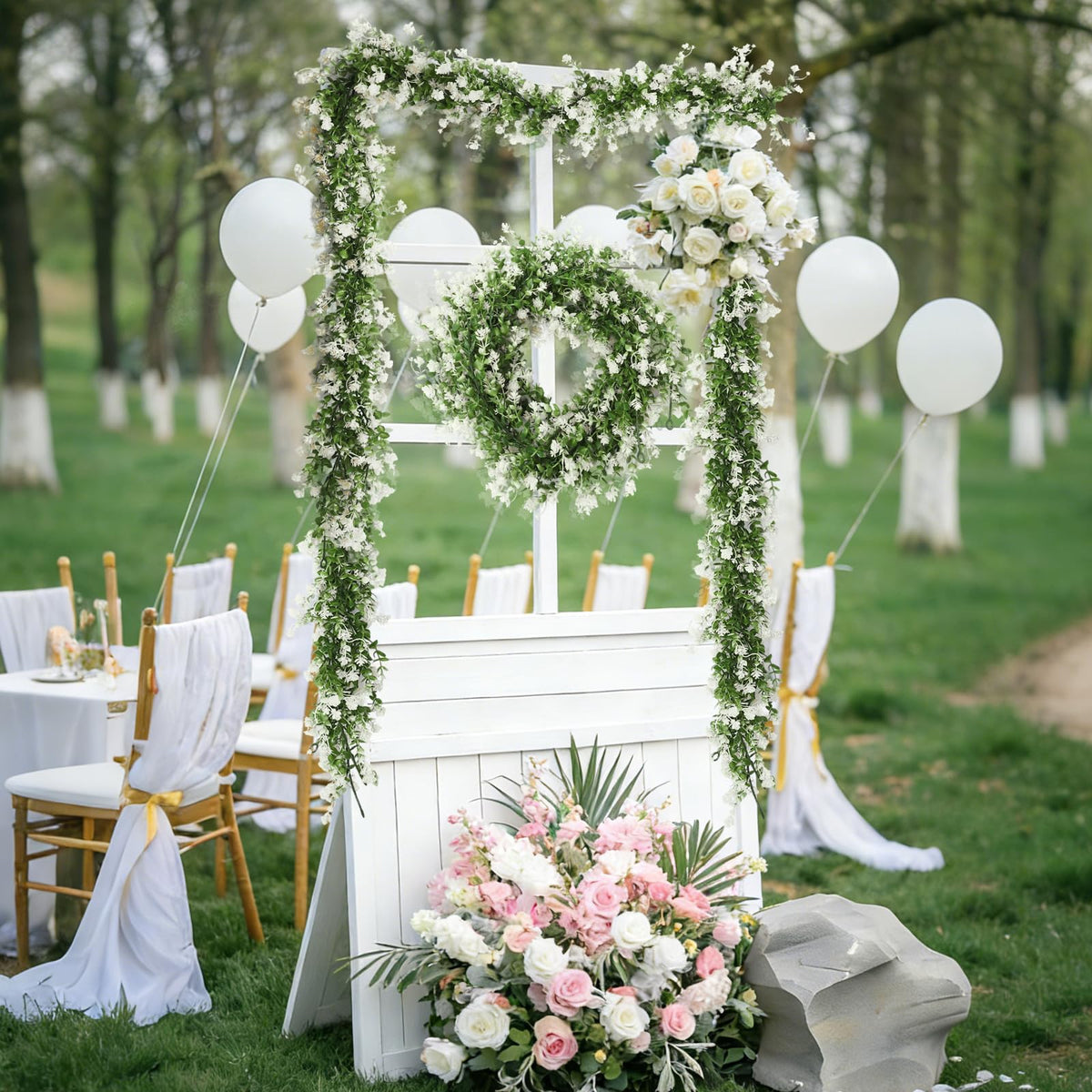 RECUTMS eucalyptus garland 5.8 ft long, easy to drape around spaces.
