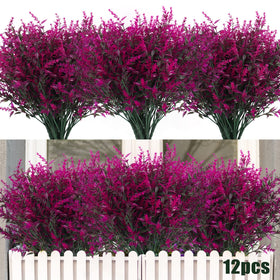RECUTMS fuchsia outdoor artificial plant bundle for porch decor, low maintenance greenery