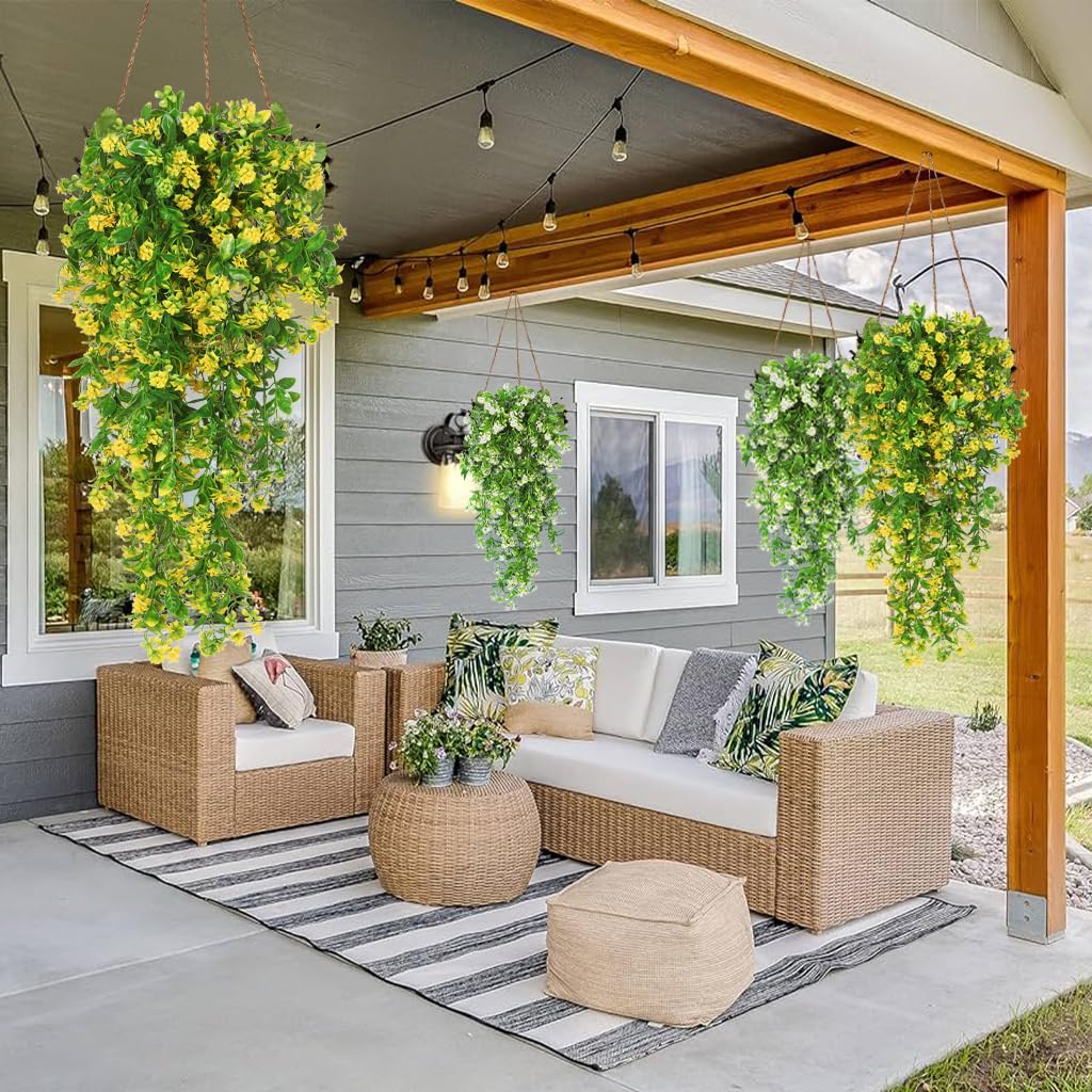 RECUTMS hanging flower plants with 3D texture to enhance wall decor.