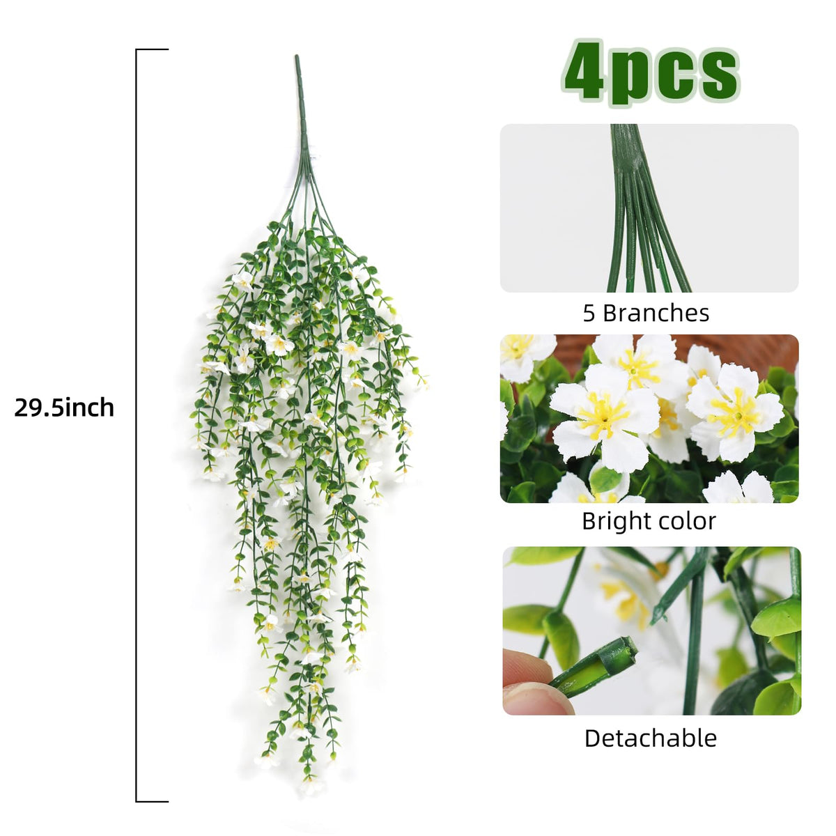 RECUTMS hanging flowers 29-inch with bendable stems keep your entryways lush.