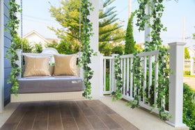 RECUTMS ivy garland hanging on wall shows flexible iron stems for easy shaping