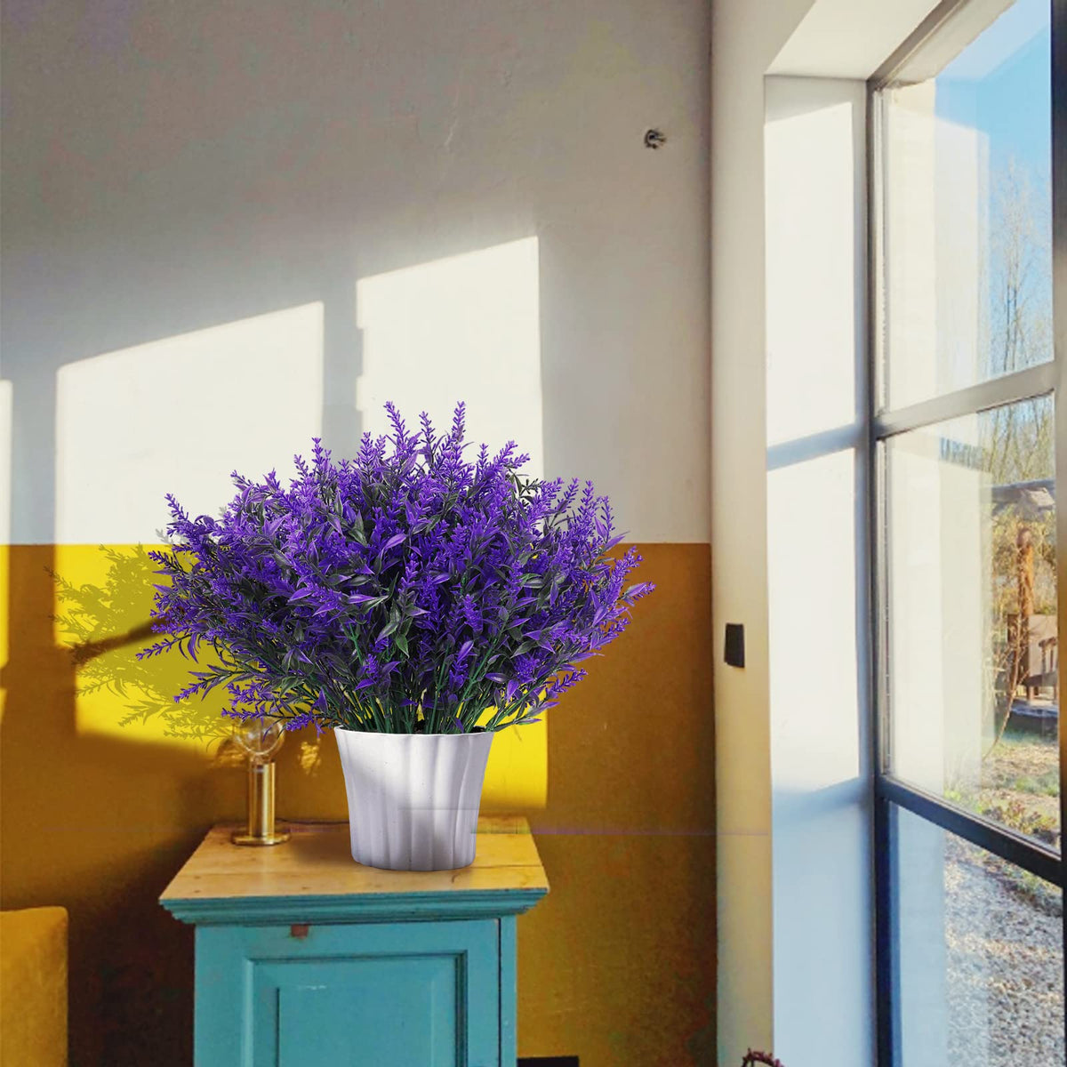 RECUTMS lavender garland for outdoor patio adds charm without upkeep.