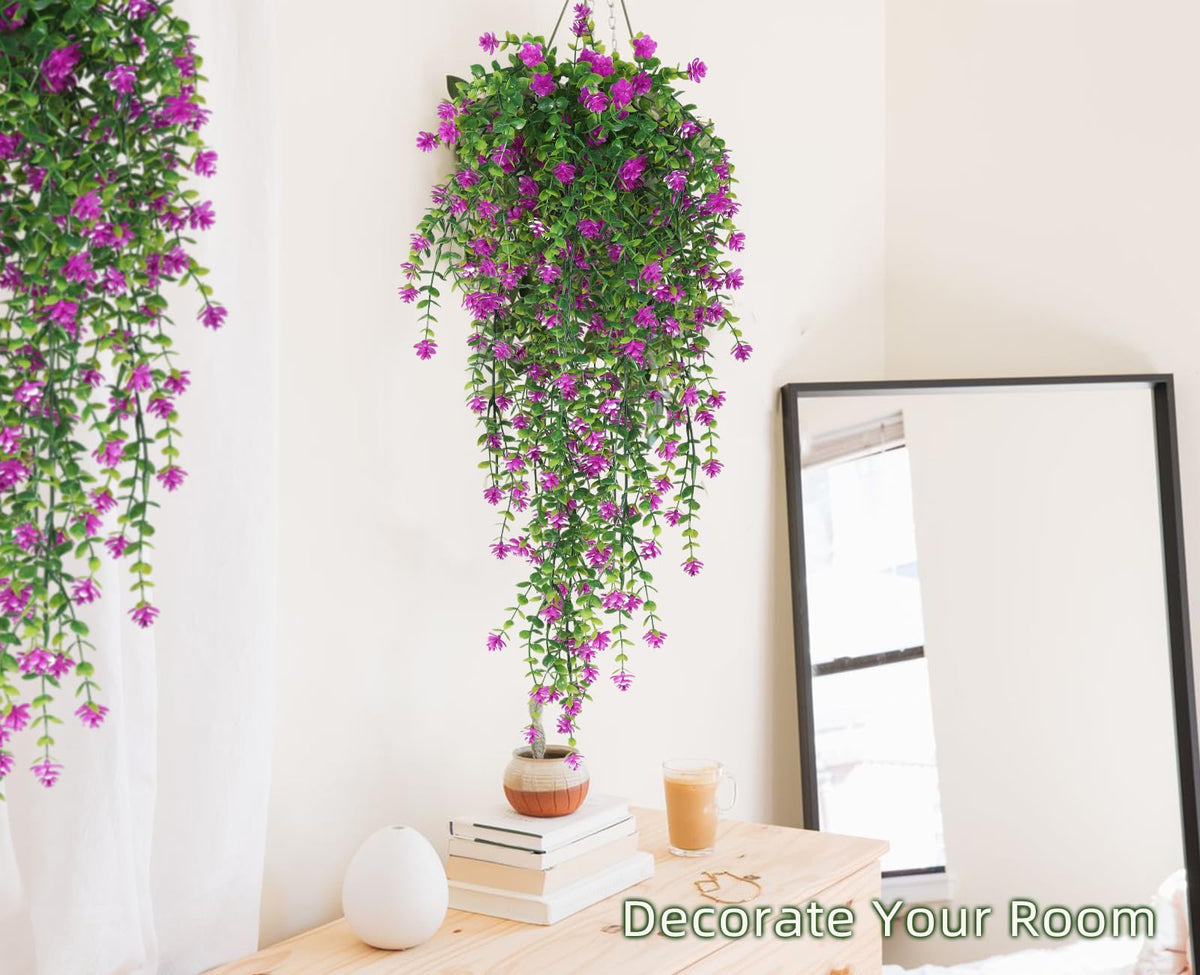 RECUTMS lifelike hanging plants with five flexible stems for depth.