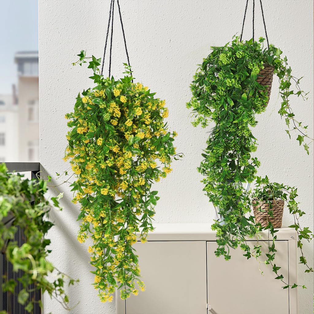 RECUTMS low-maintenance yellow faux flowers suitable for year-round decoration.