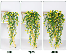 RECUTMS yellow artificial hanging plants with realistic texture for porches or interiors.