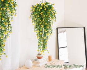 RECUTMS yellow artificial climbing vines, waterproof for year-round outdoor use.