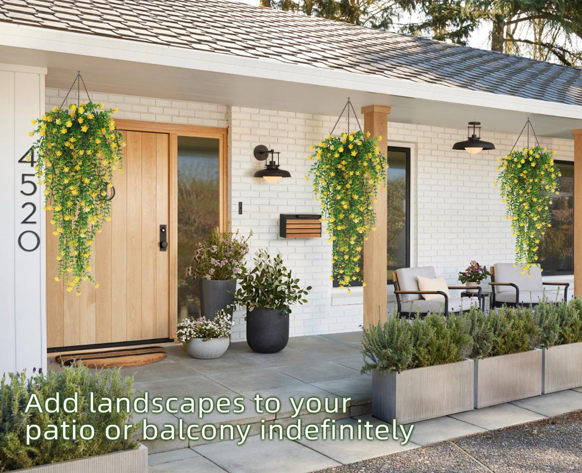 RECUTMS yellow artificial hanging greenery ideal for cafes and living spaces.