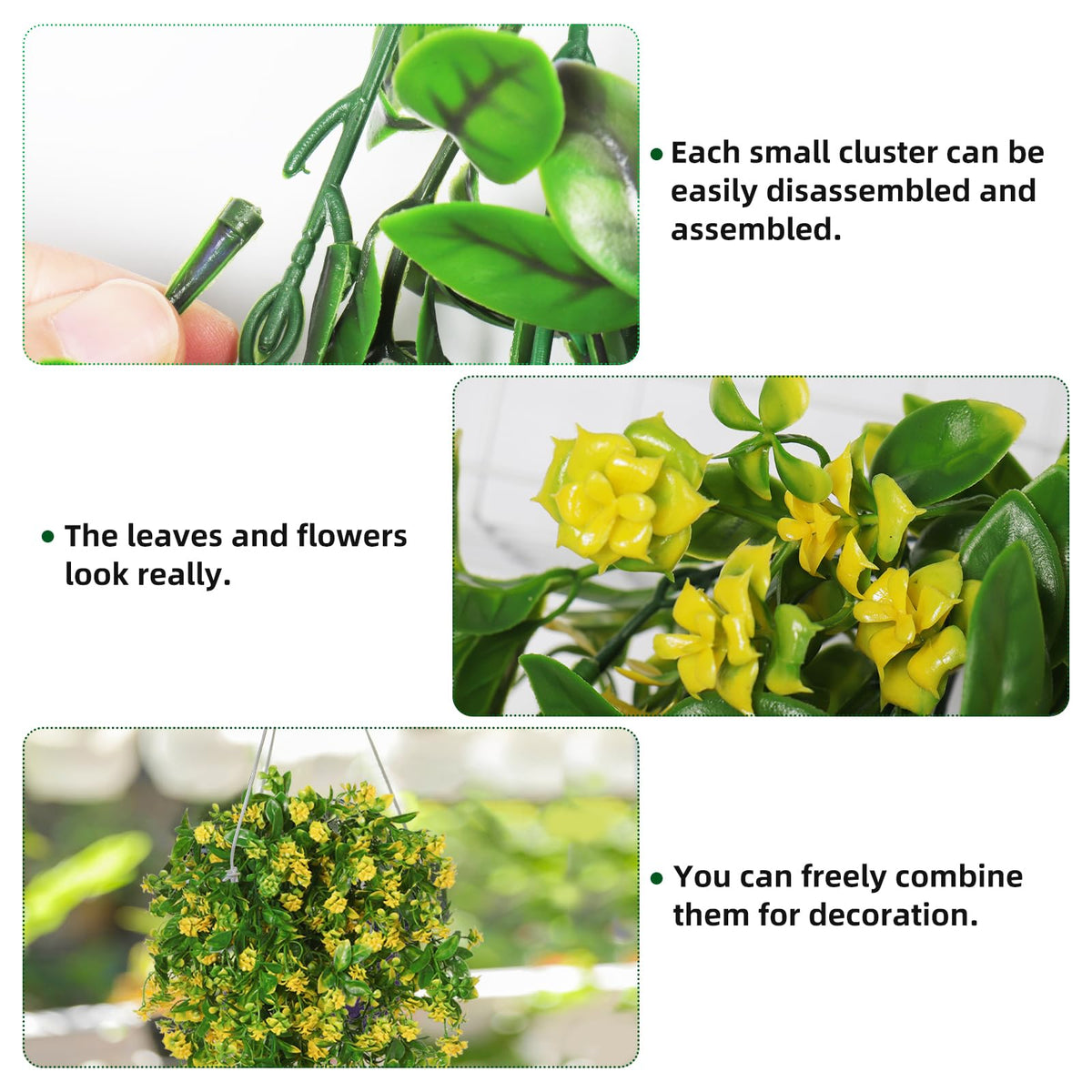 RECUTMS outdoor-indoor hanging flowers in yellow for versatile decorating options.