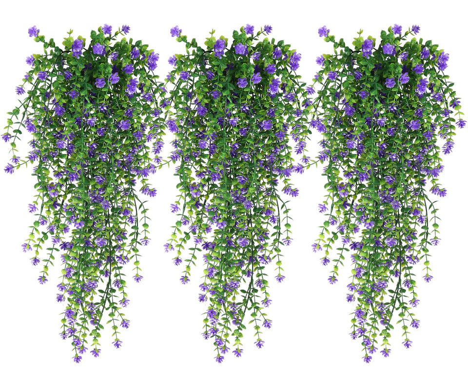 RECUTMS purple fake fern hanging plant setup for vivid indoor or outdoor decoration.