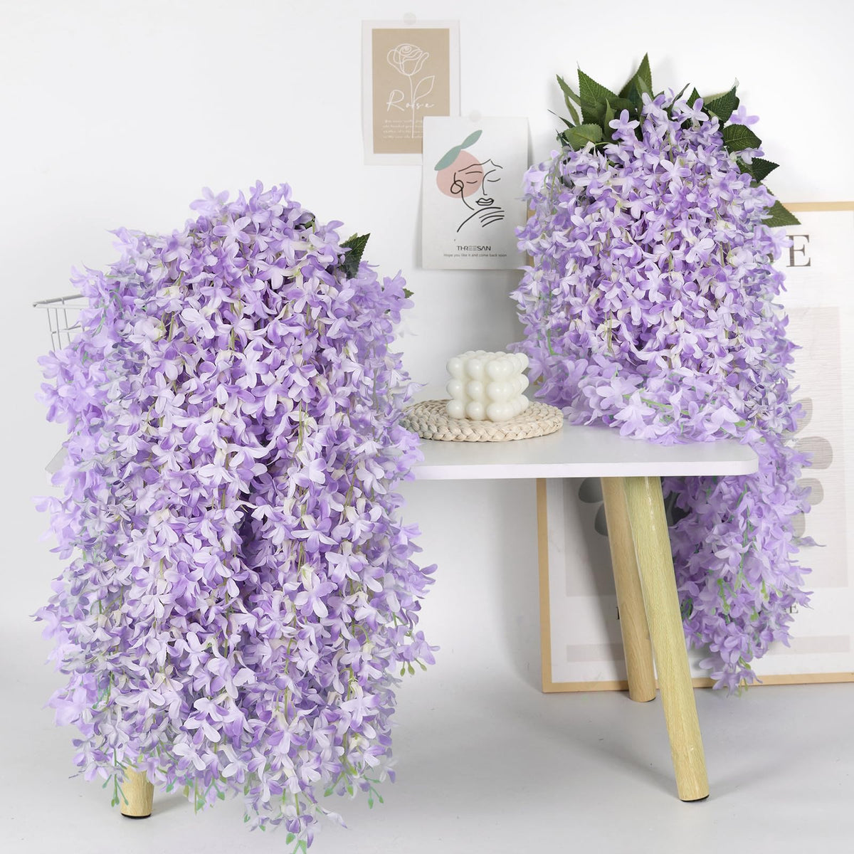 RECUTMS silk wisteria flowers with dense blooms for elegant decor.