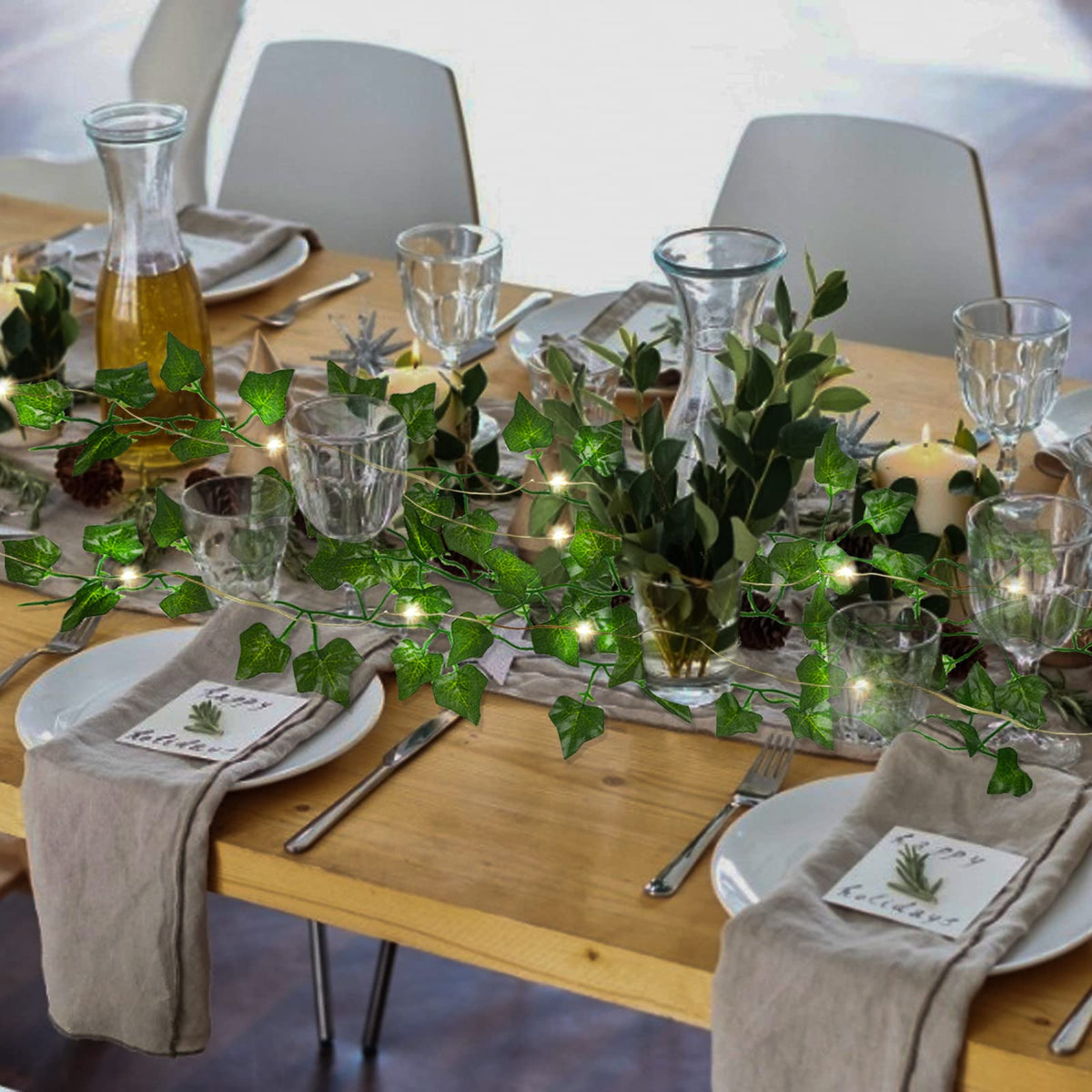 RECUTMS 7.2 ft ivy garlands with LED accents for decor