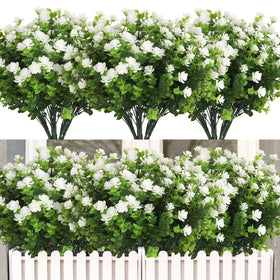 RECUTMS white bundle petal closeup showcases durable, maintenance-free faux flowers for year-round decor.