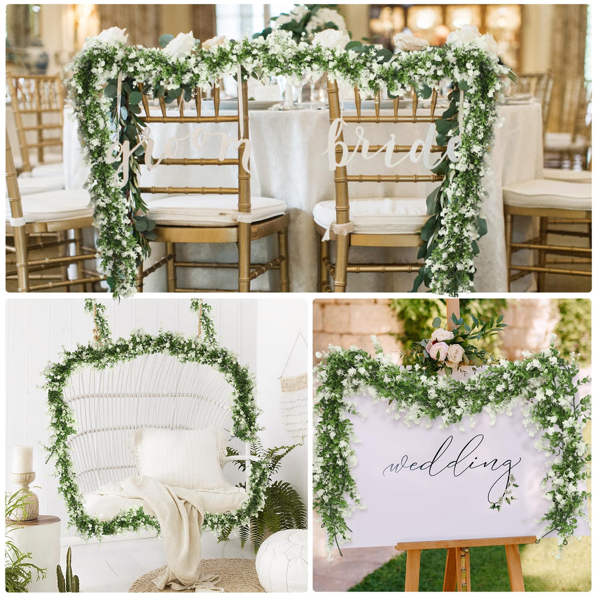 RECUTMS white eucalyptus garland ideal for festive decor and photo backdrops.