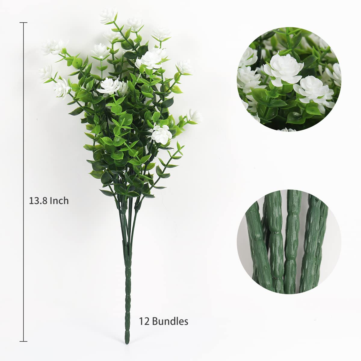 RECUTMS white leaves detail highlights realistic greenery for elegant floral arrangements.
