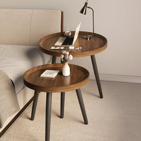 Recximi walnut nesting tables stack neatly to save space when not in use