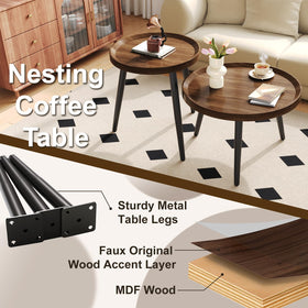 Recximi walnut nesting tables raised-edge design helps prevent items from falling