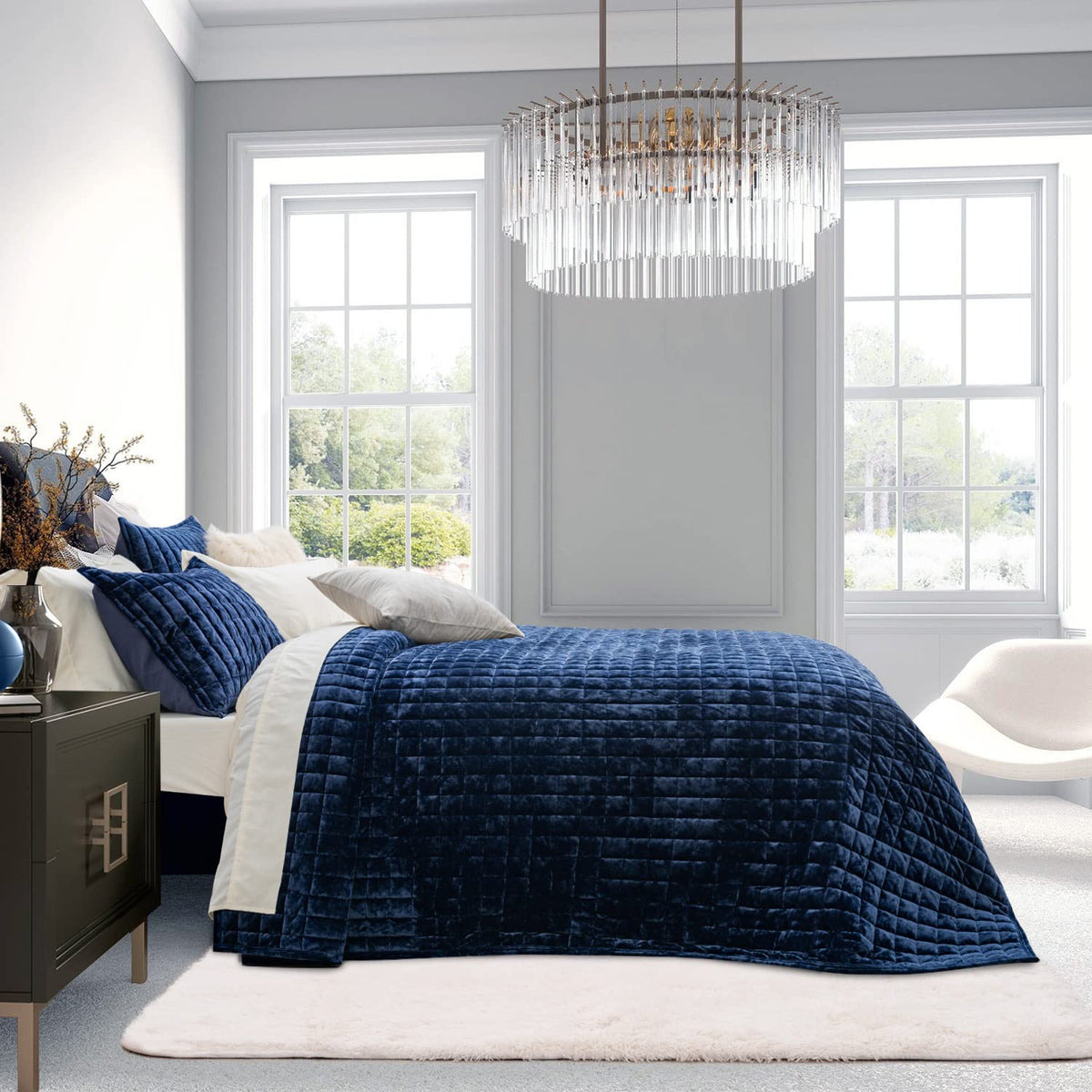RECYCO channel stitch geometric pattern adds timeless texture to a bed