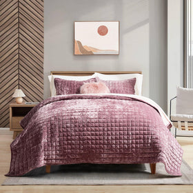 RECYCO luxury velvet quilt set in king size offers rich sheen and plush comfort.
