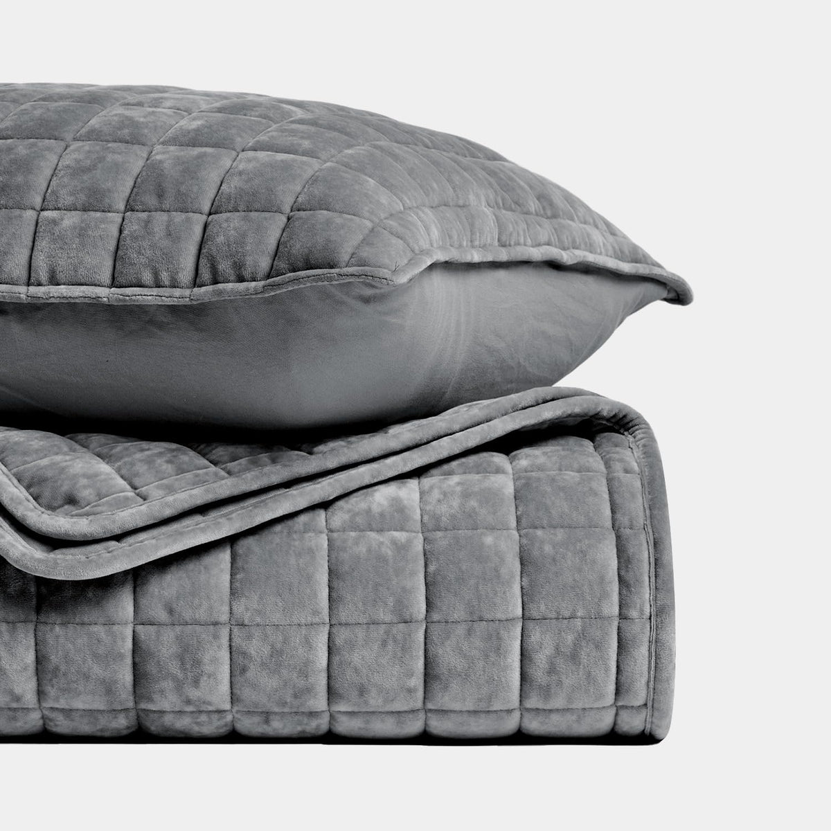 RECYCO bed ensemble demonstrates easy care with machine washable velvet set.