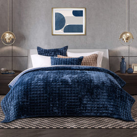 RECYCO navy blue velvet adds versatile color and ambience to a room