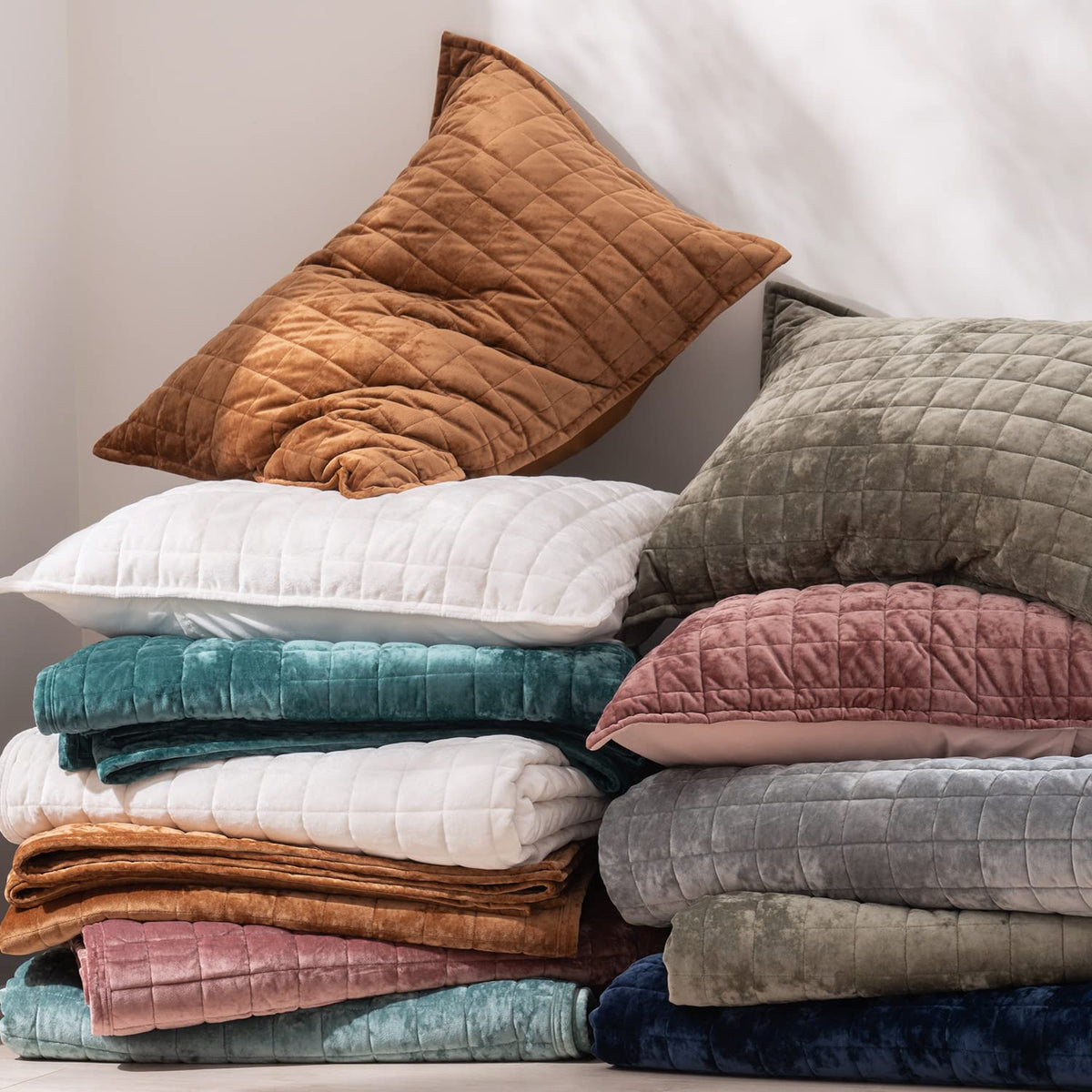 RECYCO oversized bedspread drapes to floor for luxurious coverage