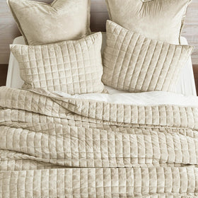 RECYCO beige velvet bedspread with oversized drape potential