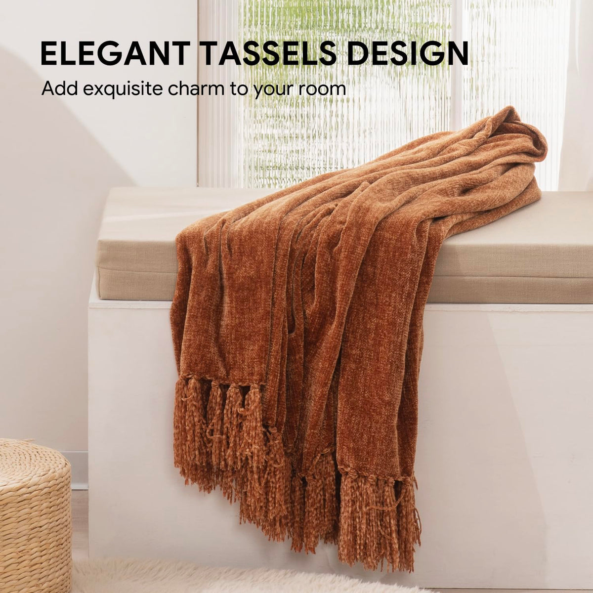 RECYCO throw blanket fringe-tassel adds stylish accent on chair or bed.