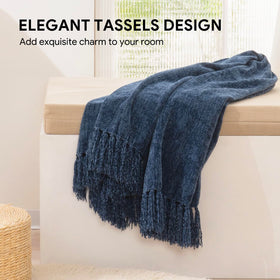 RECYCO Throw Blanket fringe tassels on sofa add stylish, decorative flair