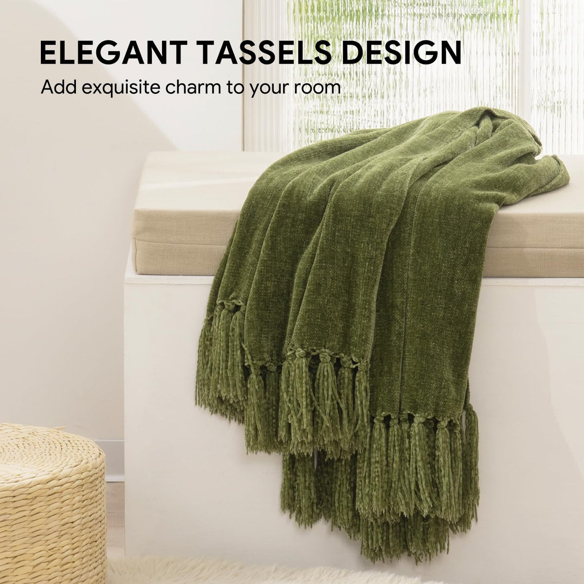RECYCO loden green throw on sofa for cozy warmth
