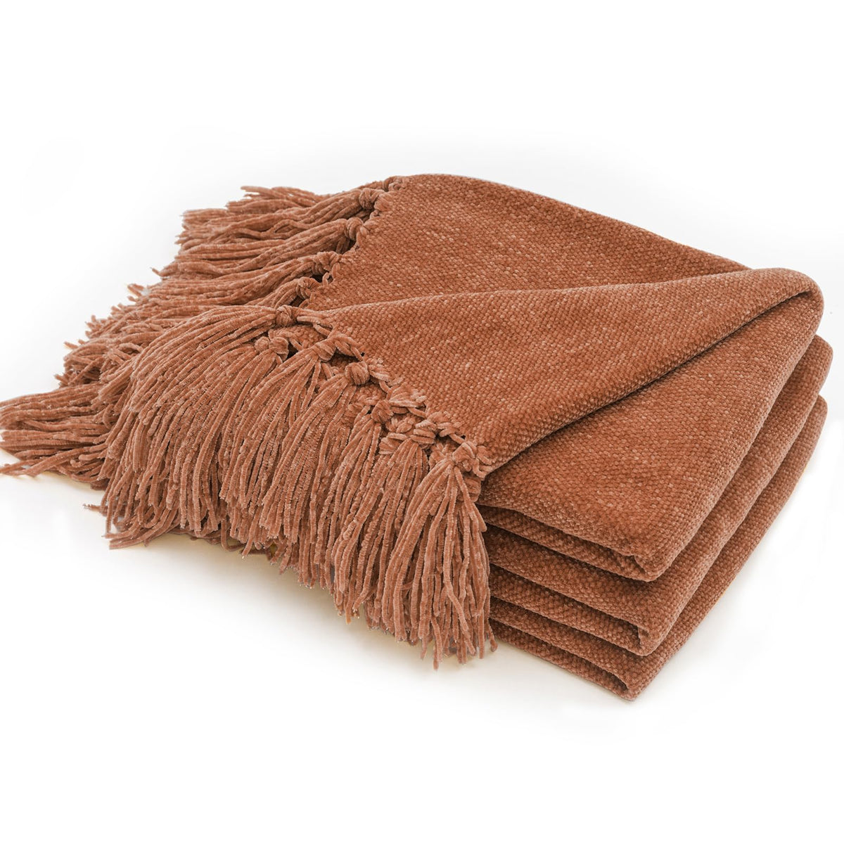 RECYCO throw blanket soft-chenille drapes over sofa for cozy warmth.