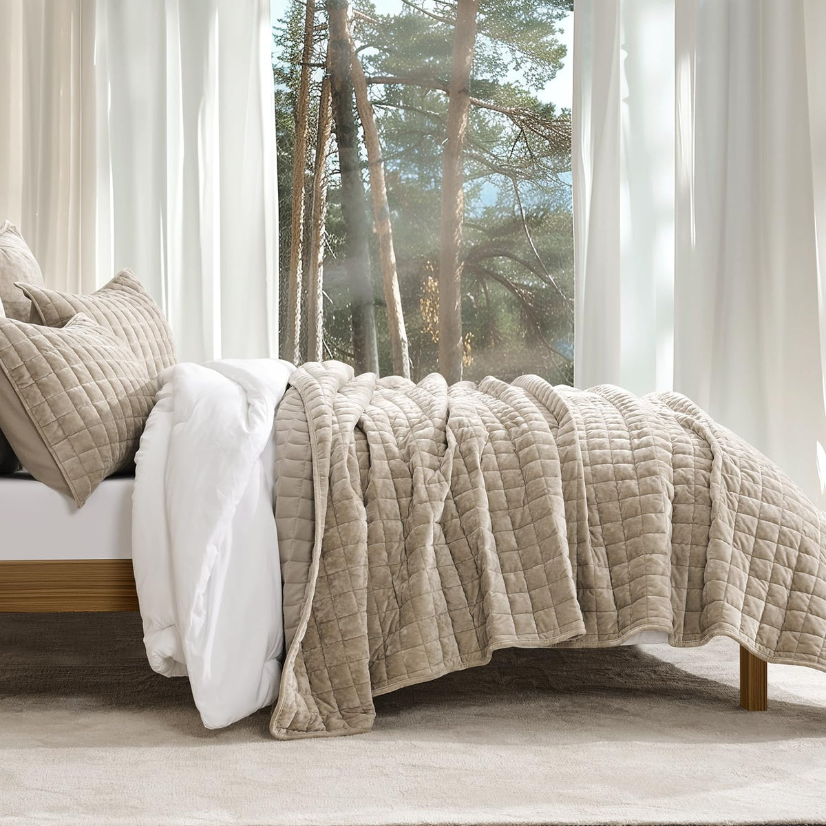 RECYCO urban taupe finish adds warm, timeless vibes to your bedding setup.