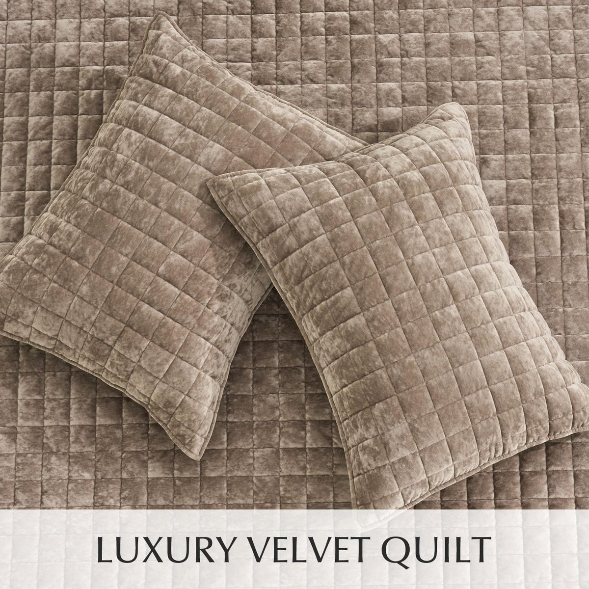 RECYCO Velvet bed set with two shams adds cohesive hotel-inspired style.