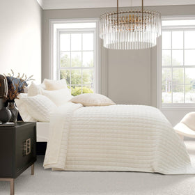 RECYCO velvet quilt showing channel stitch and geometric pattern for elegant detail