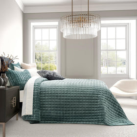 RECYCO Velvet Quilt King with channel stitch adds elegant texture.