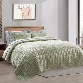 RECYCO velvet quilt set channel-stitch design emphasizing durability and structure
