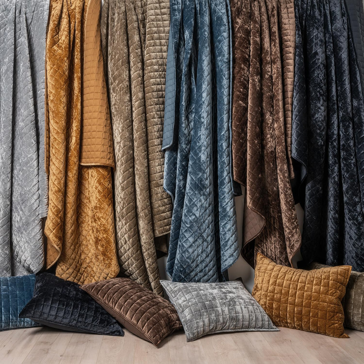Two shams included with RECYCO velvet quilt set for cohesive look
