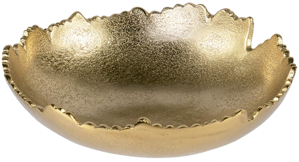Red Co. 8.75-inch Gold Moon Centerpiece closeup shows hammered edge shimmer for home decor