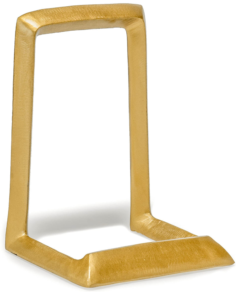 Red Co. plate stand in distressed gold for stylish plates and art display.